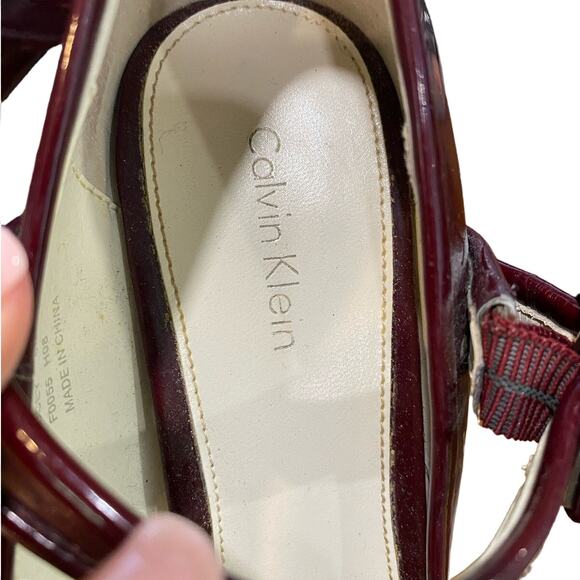 Calvin Klein Merlot Patent Leather Jocey Heels Sz 6M - Picture 4 of 12